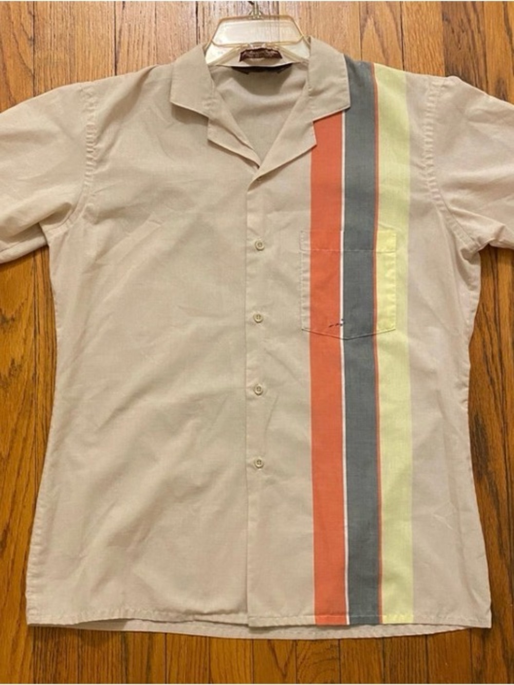 Van Heusen (1960-1970) - 417 Vintage Striped Bowling Shirt - Men’s Size Medium